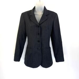 Claudie Pierlot Blazer Vanille Pinstripes Wool Black Long Sleeves